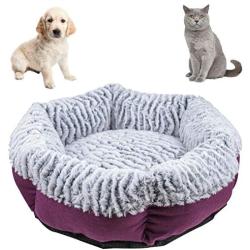 Self Warming Cat Bed Mat - Soft Furry Donut Calming Bed for Cats & Small Dogs Washable, Self Heating Round Comfy Memory Foam Bed Pad, Anti-Slip Puppy Kitten Bed