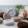 SUNSTYLE Soft Plush Round Pet Bed for Cats Or Small Dogs Cat Bed Self Warming Autumn Winter Indoor Sleeping Cozy Pet Bed for Small Dogs and Cats Donut Anti Slip Bottom (S(20''x20''), Gray)