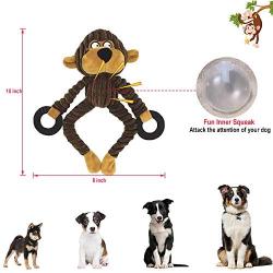 Z.T MENG Dog Plush Toys Interactive Dogs Squeaky Toys, Cute Plush Stuffed Monkey, Bear, Cow Pet Toys, Chewing and Durable Toys for Puppy Dogs and Medium Dogs.(3 Pack).