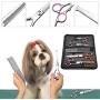 Dog Grooming Scissors 6PCS, Stainless Steel with Safety Round Tip Thinning Straight Curved Shears and Combing Kit for Cat Pet