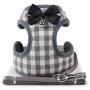 CHBORLESS Small Dog Vest Harness and Leash Set Classic Lattice Dog Harness with Bow Tie and Bell Dog Lead Leash Adjustable Vest Harness