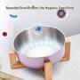 La La Pet Pet Feeder Feeding Bowl Stainless Steel Bamboo Rise Food Bowl Drinking Bowl for Dogs Cats