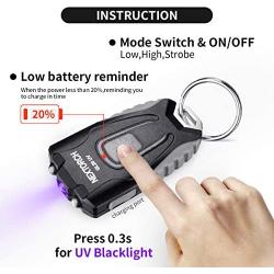 UV Flashlight, NEXTORCH Mini USB Rechargeable 365nm Blacklight Flashlight Keychain 2 in 1 UV Light & White Light Pocket Flashlight Pet Urine Detector Cat Dog Dry Stains Bed Bug Ultraviolet Flashlights