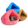 FANQIE Indoor Dog House, Plush Warm Mat Cat Cave, Winter Supplies Cat Cushion, Soft Bed Kennel(Blue L)