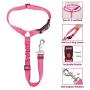 Lukovee Dog Car Seat Belt，2 Pack Headrest Restraint Seat Belt Straps, Dog Tether for Vehicle Adjustable Pet Safety Leads Elastic Bungee Backseat Leash for Dog Harness Collar Travel Daily Use
