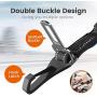 IOKHEIRA Dog Seat Belt, Updated 3-in-1 Multifunctional Pet Safety Belt Reflective Bungee Dog Car Harness with Hook Latch & Seatbelt Buckle, Swivel Aluminum Carabiner(Black)