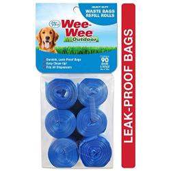 Four Paws Wee-Wee Outdoor Heavy Duty Dog Waste Bags Refill Rolls 90 Count 15'' x 8''