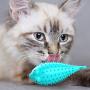 ocijf179 Cat Toy Pet Cat Kitten TPR Puffer Fish Toothbrush Catnip Molar Soft Bite Chew Play Toy - Blue