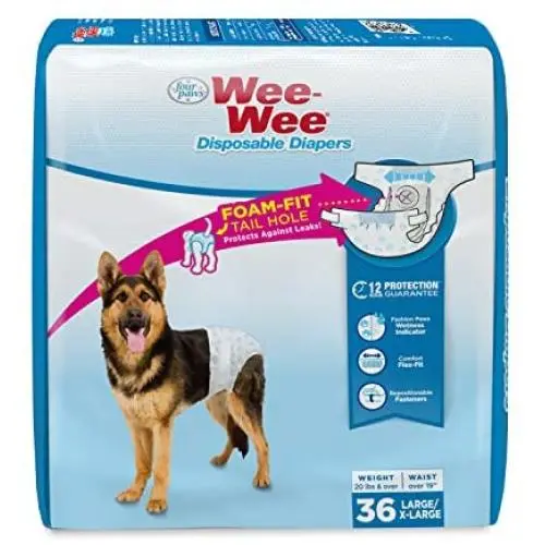 Four Paws Wee-Wee Disposable Dog Diapers 36 Count Large/X-Large Four Paws Wee-Wee Disposable Dog Diapers 36 Count Large/X-Large