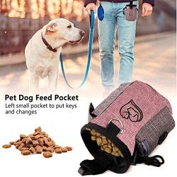 Dog Treat Bag - Training Pouch for Dogs with Collapsible Food Bowl - Pet Training Bag with Adjustable Waist Strap and 3 Rolls Poop Bags - Food Snack Kibble Storage Holder Walking with Dogs