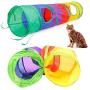 Cat Tunnel with Plush Ball, Interactive Peek-a-Boo Cat Chute Cat Tube Toy, Foldable Rainbow S-Tunnel for Indoor Cat, for Puzzle Exercising Hiding Training and Running with Fun Ball and 2 Peek Hole