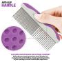 Poodle Pet Dog Combs for Grooming | 2 Pack | Stainless Steel Teeth Easily Remove Dirt | Proper Care Prevents Knots and Mats for Long and Short Haired Pets |Anti-Slip Comfort Grip Handle| Purple