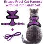rabbitgoo Cat Harness and Leash for Walking, Escape Proof Soft Adjustable Vest Harnesses for Cats, Easy Control Breathable Reflective Strips Jacket, Purple, S(Chest: 18'' - 20'')