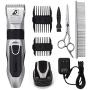 Dog Grooming Clippers - Cordless Quiet Pet Hair Clippers Trimmer Rechargeable with Stainless Steel Blades Dog Comb Shears Best Professional Hair Clipper Set for Dogs Cats Pets Long Short Hair