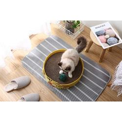 VIRTUAL UNIQUE Cartoon Cat Scratcher - Eco-Friendly - Non-Toxic - Fresh Catnip Included - Cat Scratch Pad Fits Cats - Available in Yellow or Black Colors - 16 x 16 x 4 inches