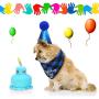 Weewooday Dog Birthday Boy Scarf Set Include Dog Birthday Bib Dog Party Hat Dog Cake Squeaky Toy Dog Birthday Party Supplies for Medium Large Dogs