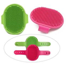 XuRuoYi Three Styles Premium Pet Bath Brush, Grooming Comb and Massager-2PCS with Adjustable Ring Handle,Extra Thick with Lanyard,Extra Large with Loop Handle - for Dogs & Cats