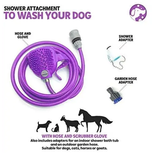 Poodlie Shower Attachment to Wash Your Dog with Hose and Scrubber