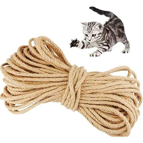 MXiiXM 100% Natural Sisal Rope for Cat Scratching Post - Diameter 5/6/8 mm Hemp Rope Twisted Fiber Sisal Twine for Repairing or DIY Scratcher for Cat Tree Tower