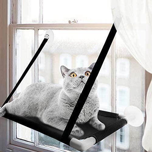 TENGTUNG Cat Window Perch, Cat Window Seat Bed Hammock Space Saving Design 360° Sunbath Holds Up to 20lbs for Any Cat Size