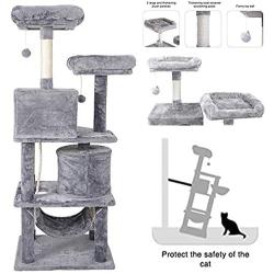 Cat Tree Condo, Multi-Level Cat Tree Kitten Activity Tower Pet Kitty Play House with Cozy Perches Cat Tree Scratching Post Cat Activity Tree, 57.08 Stable Cat Tower Cat Condo Pet Play House.