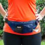 Leashboss PackUp Pouch Dog Treat Training Fanny Pack (Navy) with 120 Bags, 8 Rolls Unscented Leak Proof Gray Poop Bags