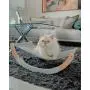 Furry Tom Premium Cat Bed - Rocking and Static Cat Hammock - Modern and Minimalist Pet Bed - Pine Wood and Linen - Elephant Gray