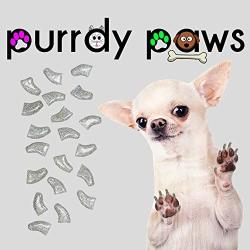 Purrdy Paws 40-Pack Soft Nail Caps for Dogs Claws Silver Holographic Glitter