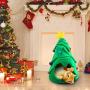 PAWISE Christmas Tree Cat Cave Bed, Kitten Cozy Tent House for Indoor Cats