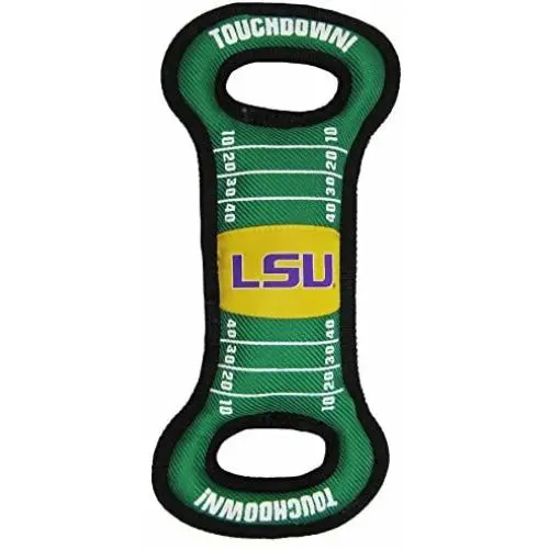 Pets First NCAA Football Field Dog Toy with Squeaker. - LSU Tigers - for Tug, Toss, and Fetch. - Tough & Durable PET Toy, Small, Model:LSU-3030 Pets First NCAA Football Field Dog Toy with Squeaker. - LSU Tigers - for Tug, Toss, and Fetch. - Tough & Durable PET Toy, Small, Model:LSU-3030