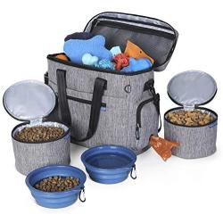 Dog Travel Bag for Supplies - Make Travel Easier with Our Dog Bag for Travel - Includes Pet Travel Bag Organizer, 2 Collapsible Dog Bowls, 2 Dog Food Travel Bag - Dog Travel Bags for Dogs on The Go