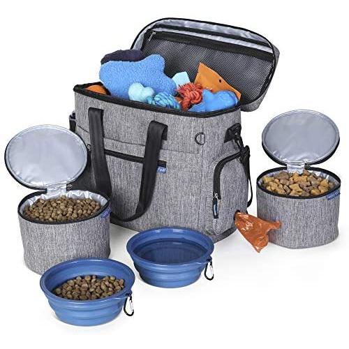Dog Travel Bag for Supplies - Make Travel Easier with Our Dog Bag for Travel - Includes Pet Travel Bag Organizer, 2 Collapsible Dog Bowls, 2 Dog Food Travel Bag - Dog Travel Bags for Dogs on The Go