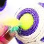ocijf179 Cat Ball Toy Pet Cat Kitten Plastic Sisal Six-Hole Ball Fun Game Scratch Interactive Toys - Purple