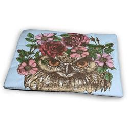 Extra Large Dog Pet Bed Pad Funny Hippie Eagle Owl Roses Wreath Bird Animals Fleece Dog Bed Mattress For Large Dogs Cats Pig Non-Slip Waterproof Pet Mat Dog Pads For Cars, Dog Crate Kennel, Rectangle