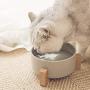llkajes Ceramic Raised Cat Bowl Food Water Dog Basic Bowl with Anti-Slip Wooden Stand Protect Neck Joints Pet Feeding Bowls Easy to Clean Healthy Eating