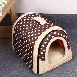 Obundi Winter 2-in-1 Covered Cat Bed Portable Indoor Pet House Unique Cozy Plush Foldable Small Dog House 7 Colors