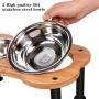 Elevated Dog Bowls,Unique Bone Shape Bamboo Raised Pet Bowls&Cats Dogs Food and Water Stand Pet Feeder with 2 304 Stainless Steel Bowls,Perfect for Pets Puppy Small Dogs Cats(Patent Pending)