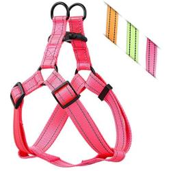 Heavy Duty Quick-Fit Step-in Harness Comfortable, Adjustable Lightweight Breathable and Easy Walker for Small Medium Large Dogs (S (Width:1/2'', Chest:13.8''-21''), Neon Pink)