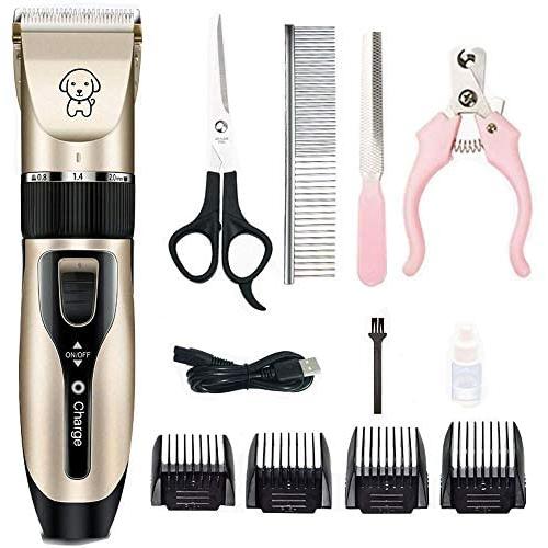MroTech Dog Grooming Kit Clippers Rechargeable Cordless Cats Horse Grooming Clippers - Professional Pet Hair Clippers with Comb Guides for Dogs Cats Horses and Other House Animals Pet Grooming Kit