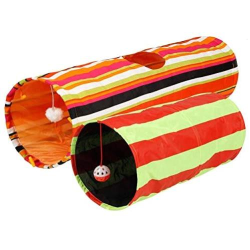 Pet Magasin Collapsible Cat Tunnel Toys (2 Pack) Interactive Pet Tubes with Fun Balls and Crinkle Peep Hole Design for Small Medium & Large Cats Dogs Rabbits and Other Small House Animals