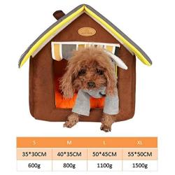 Canvas Dog House Easy Cleaning Cat House Lodge Folding Soft Removable Dog Cat Cushion Activity Centre Toy for Indoor Cats Portable Pet House,Brown,XL