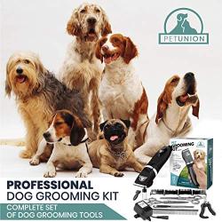 Pet Union Professional Dog Grooming Kit - Rechargeable, Cordless Pet Grooming Clippers & Complete Set of Dog Grooming Tools. Low Noise & Suitable for Dogs, Cats and Other Pets