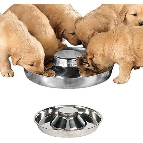 YUNDING 2 Puppy Stainless Steel Dog Bowl Easy Clean Water Food Pet Bowl Safe Durable Silver Dog Dish, for Small Medium Large Dogs/1200 Ml(Size:S)