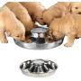 YUNDING 2 Puppy Stainless Steel Dog Bowl Easy Clean Water Food Pet Bowl Safe Durable Silver Dog Dish, for Small Medium Large Dogs/1200 Ml(Size:S)