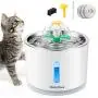 NautyPaws Cat Water Fountain Stainless Steel, Automatic Dog Water Dispenser 81oz/2.4L Pet Fountain with 3 Replacement Filters, Water Level Window with LED Light