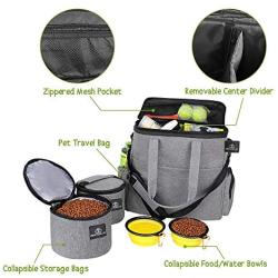 Bigeyescute Dog Travel Bag Dog Camping Pet Travel Bag Airline Approved Travel Set for Dogs Stores Incudes 1xDog Pet Travel Bag,2xDog Food Carrier Bag,2xPet Silicone Collapsible Bowls