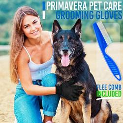 Primavera Pet Care Best Grooming Gloves, Efficient Pet Hair Remover Mitt for Long & Short Fur, Upgrade Version, Enhanced Five Finger Design, Gentle Deshedding Brush, Pet Massage for Dog&Cat Left&Right