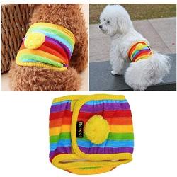 SQHZJ0 Pet Dog Nappy Pants Cotton Physiological Underwear Wrap Belly Band Pets Tighten Sanitary Briefs Pants for Male Dog Rainbow