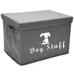 Morezi Large Dog Toys Storage Box 15''x10'' inch Canvas Storage Basket Bin Organizer with Lid - Perfect Collapsible Bin for Organizing Dog Cat Toys and Accessories