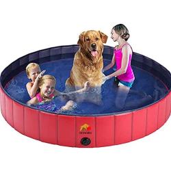 HONGBEI Dog Pool for Dogs,Folding Kiddie Pool,Foldable Dog Pool,Hard Plastic Collapsible Pet Bath for Puppy Dogs Cats and Kids,Indoor Outdoor Swimming Pool for Dogs (XL: (63'' X 12'' | 160cm x 30cm))